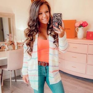 Pink Lily Multi Color Striped Cardigan